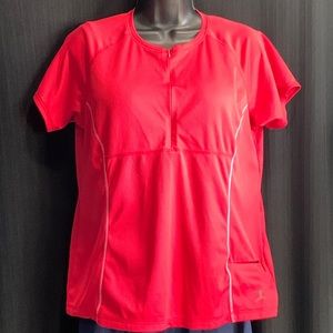 Danskin Red Short Sleeve Zip front Crew Neck - Size XL
